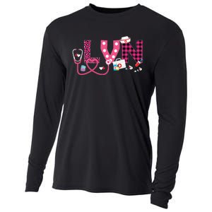 LOVE Stethoscope Nurse Life Valentine Day Gifts LVN Cooling Performance Long Sleeve Crew