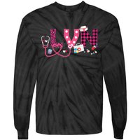 LOVE Stethoscope Nurse Life Valentine Day Gifts LVN Tie-Dye Long Sleeve Shirt