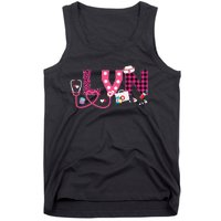 LOVE Stethoscope Nurse Life Valentine Day Gifts LVN Tank Top