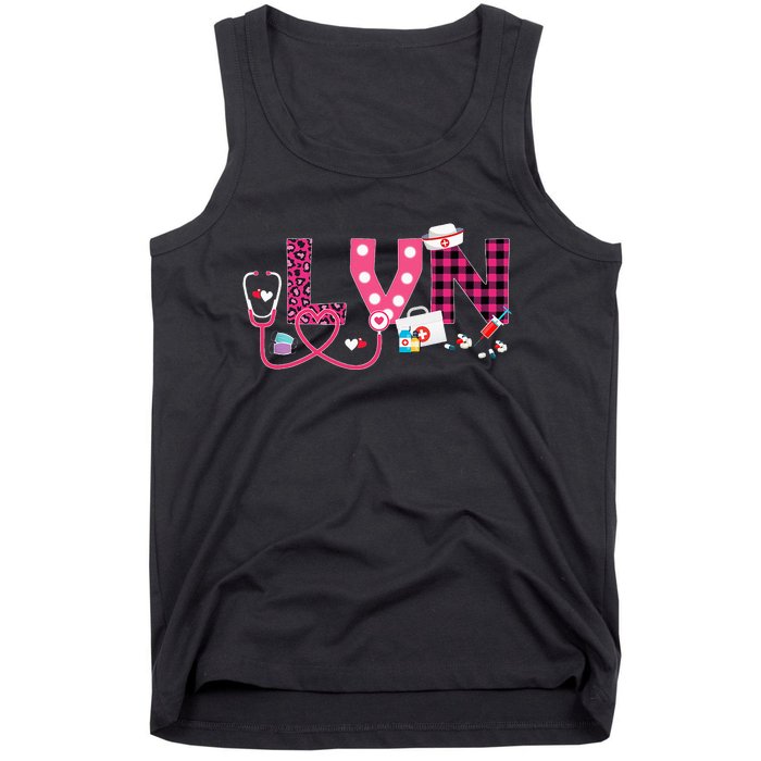 LOVE Stethoscope Nurse Life Valentine Day Gifts LVN Tank Top