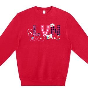 LOVE Stethoscope Nurse Life Valentine Day Gifts LVN Premium Crewneck Sweatshirt