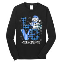 Love School Nurse Snowman Winter Christmas Funny Plaid Long Sleeve Shirt