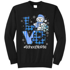 Love School Nurse Snowman Winter Christmas Funny Plaid Sweatshirt