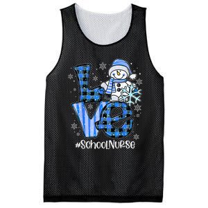 Love School Nurse Snowman Winter Christmas Funny Plaid Mesh Reversible Basketball Jersey Tank