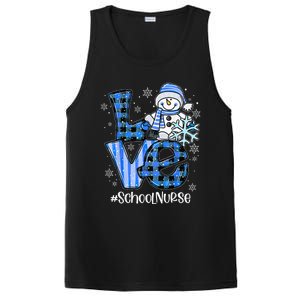 Love School Nurse Snowman Winter Christmas Funny Plaid PosiCharge Competitor Tank