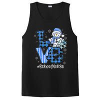 Love School Nurse Snowman Winter Christmas Funny Plaid PosiCharge Competitor Tank