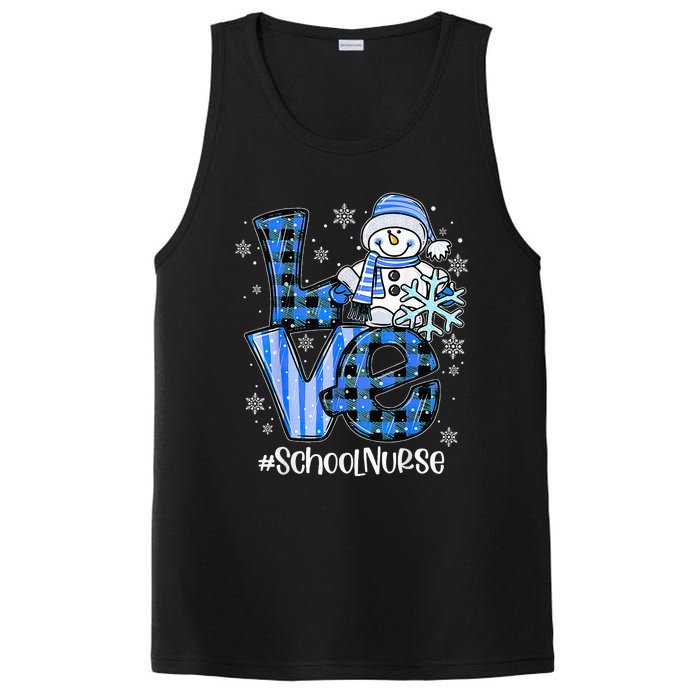 Love School Nurse Snowman Winter Christmas Funny Plaid PosiCharge Competitor Tank