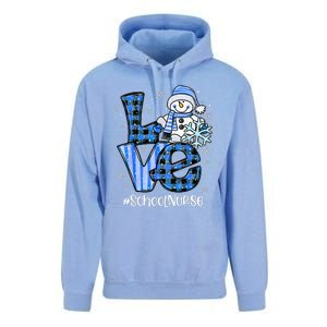 Love School Nurse Snowman Winter Christmas Funny Plaid Unisex Surf Hoodie