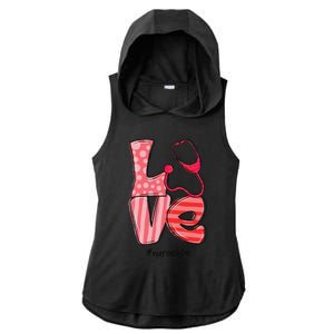 LOVE Stethoscope Nurse Life Cute Valentine's Day Gifts Ladies PosiCharge Tri-Blend Wicking Draft Hoodie Tank