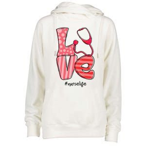 LOVE Stethoscope Nurse Life Cute Valentine's Day Gifts Womens Funnel Neck Pullover Hood