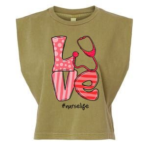 LOVE Stethoscope Nurse Life Cute Valentine's Day Gifts Garment-Dyed Women's Muscle Tee