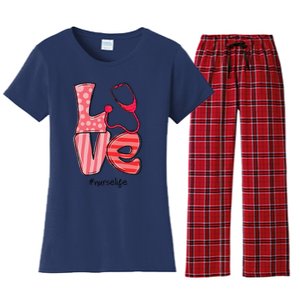 LOVE Stethoscope Nurse Life Cute Valentine's Day Gifts Women's Flannel Pajama Set