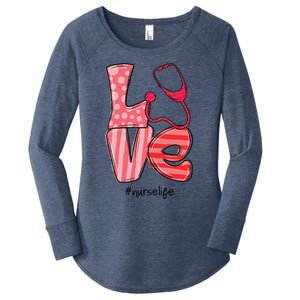 LOVE Stethoscope Nurse Life Cute Valentine's Day Gifts Women's Perfect Tri Tunic Long Sleeve Shirt