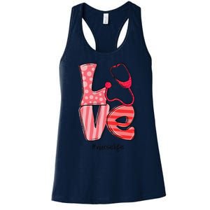 LOVE Stethoscope Nurse Life Cute Valentine's Day Gifts Women's Racerback Tank