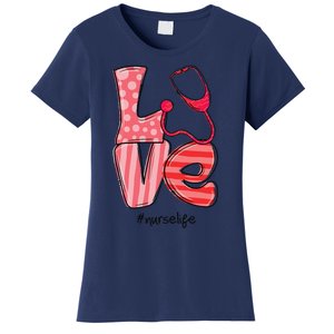 LOVE Stethoscope Nurse Life Cute Valentine's Day Gifts Women's T-Shirt