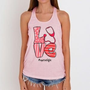 LOVE Stethoscope Nurse Life Cute Valentine's Day Gifts Women's Knotted Racerback Tank