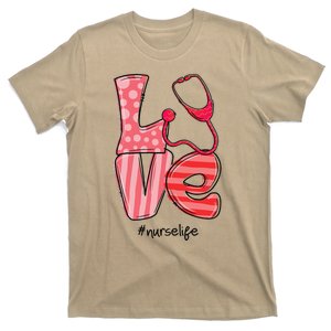 LOVE Stethoscope Nurse Life Cute Valentine's Day Gifts T-Shirt