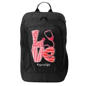 LOVE Stethoscope Nurse Life Valentine's Day Gifts City Backpack