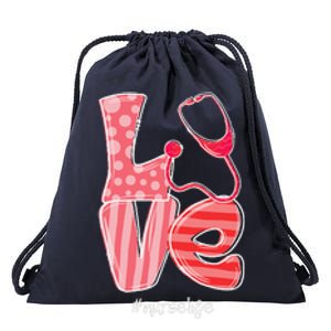 LOVE Stethoscope Nurse Life Valentine's Day Gifts Drawstring Bag