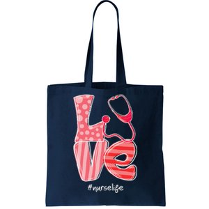 LOVE Stethoscope Nurse Life Valentine's Day Gifts Tote Bag