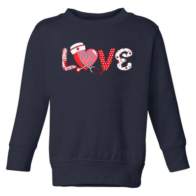 Love Stethoscope Nurse Life Valentine's Day Nurse Valentine Toddler Sweatshirt