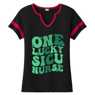 Lucky SICU Nurse St. Patrick's Day Surgical ICU Nursing Ladies Halftime Notch Neck Tee