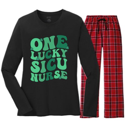 Lucky SICU Nurse St. Patrick's Day Surgical ICU Nursing Women's Long Sleeve Flannel Pajama Set 