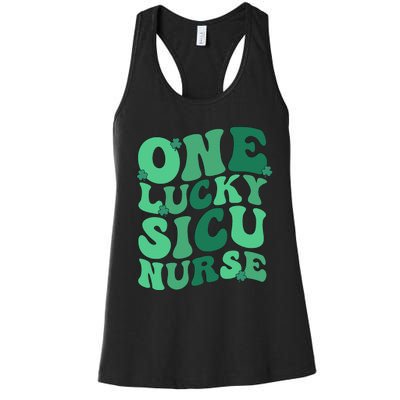 Lucky SICU Nurse St. Patrick's Day Surgical ICU Nursing Women's Racerback Tank