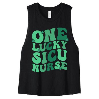 Lucky SICU Nurse St. Patrick's Day Surgical ICU Nursing Women's Racerback Cropped Tank