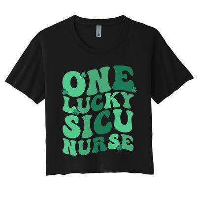 Lucky SICU Nurse St. Patrick's Day Surgical ICU Nursing Women's Crop Top Tee