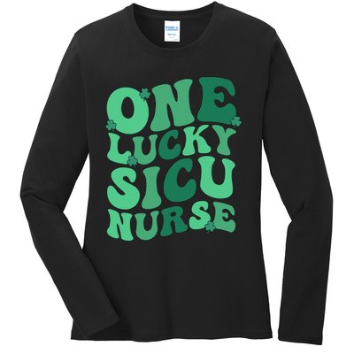 Lucky SICU Nurse St. Patrick's Day Surgical ICU Nursing Ladies Long Sleeve Shirt