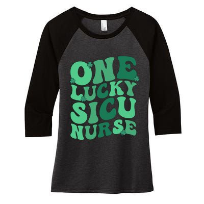 Lucky SICU Nurse St. Patrick's Day Surgical ICU Nursing Women's Tri-Blend 3/4-Sleeve Raglan Shirt