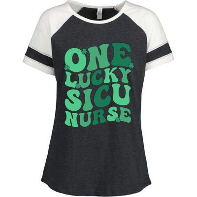 Lucky SICU Nurse St. Patrick's Day Surgical ICU Nursing Enza Ladies Jersey Colorblock Tee