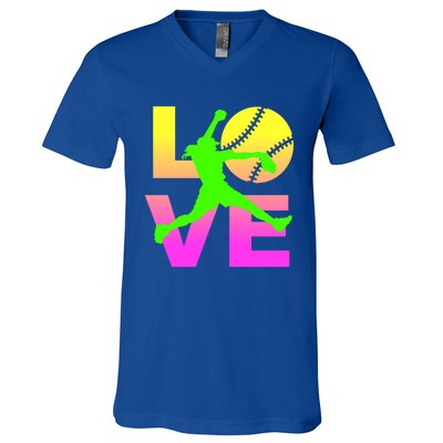 Love Softball N Gift V-Neck T-Shirt