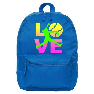 Love Softball N Gift 16 in Basic Backpack