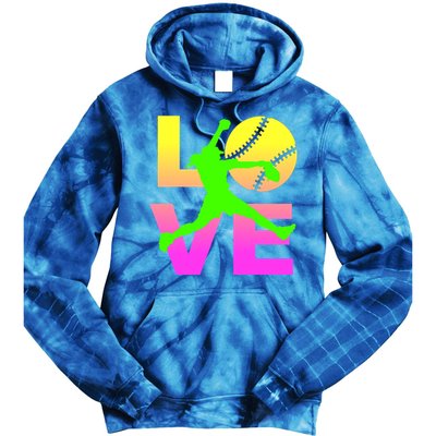 Love Softball N Gift Tie Dye Hoodie