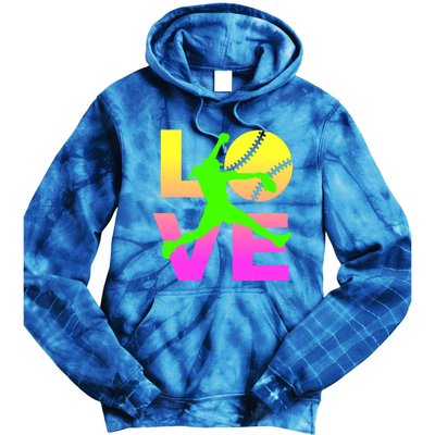 Love Softball N Gift Tie Dye Hoodie