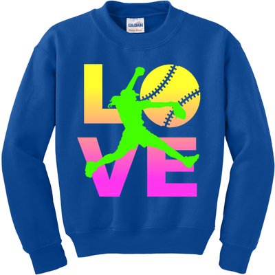 Love Softball N Gift Kids Sweatshirt