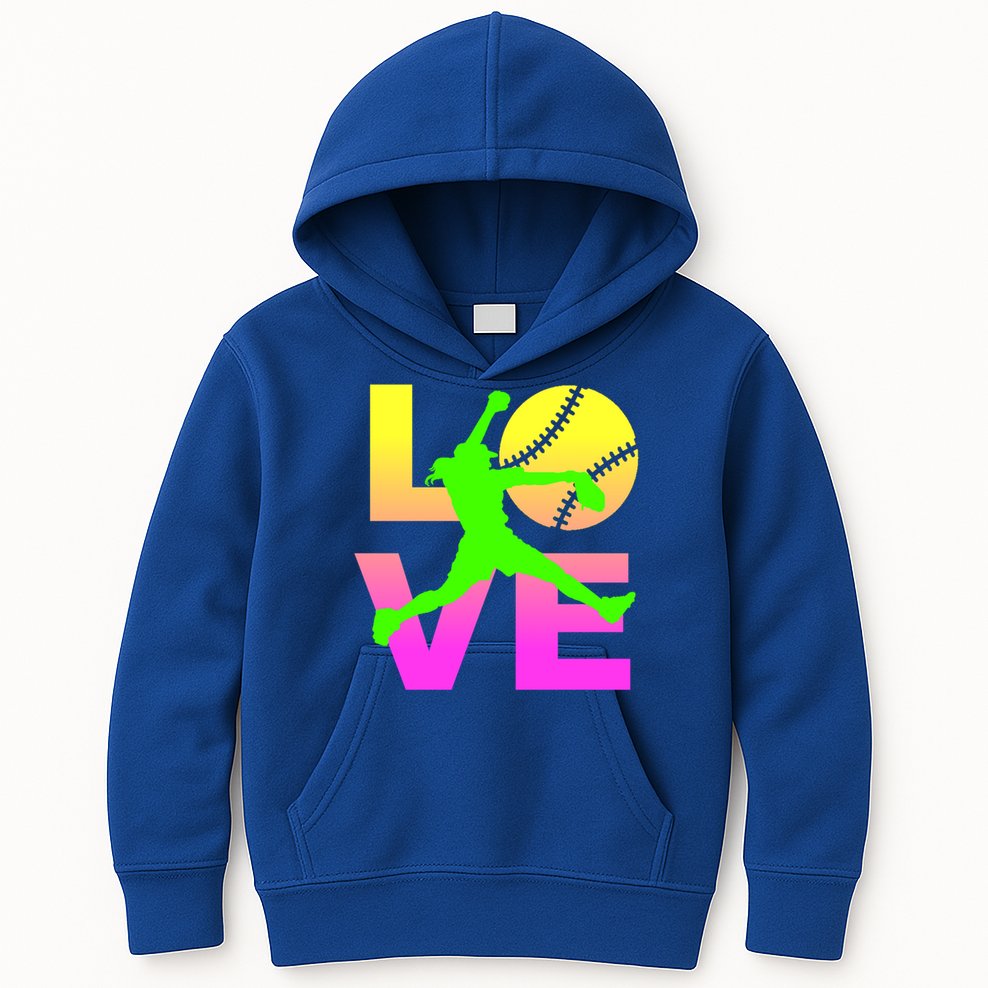 Love Softball N Gift Kids Hoodie