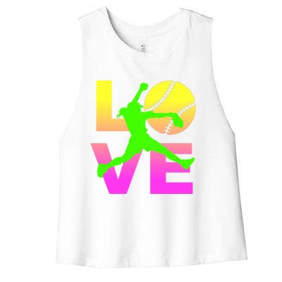 Love Softball N Gift Women's Racerback Cropped Tank