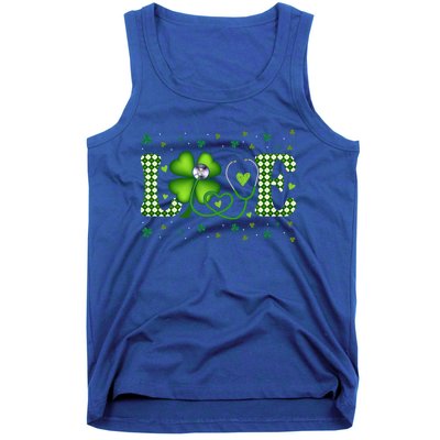 Love Stethoscope Nurse St Patricks Day Shamrock Irish Meaningful Gift Tank Top