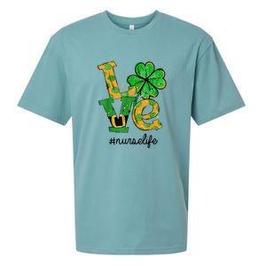 LOVE Shamrock Nurse Life Funny St Patrick's Day Sueded Cloud Jersey T-Shirt