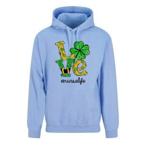 LOVE Shamrock Nurse Life Funny St Patrick's Day Unisex Surf Hoodie