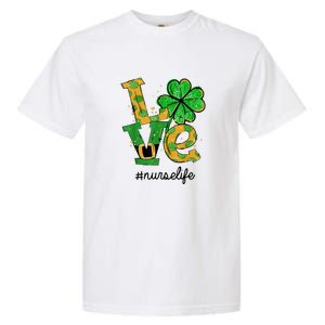 LOVE Shamrock Nurse Life Funny St Patrick's Day Garment-Dyed Heavyweight T-Shirt