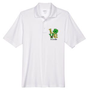 LOVE Shamrock Nurse Life Funny St Patrick's Day Men's Origin Performance Pique Polo