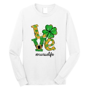 LOVE Shamrock Nurse Life Funny St Patrick's Day Long Sleeve Shirt