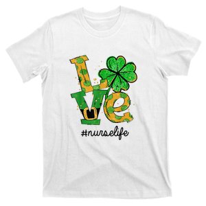 LOVE Shamrock Nurse Life Funny St Patrick's Day T-Shirt