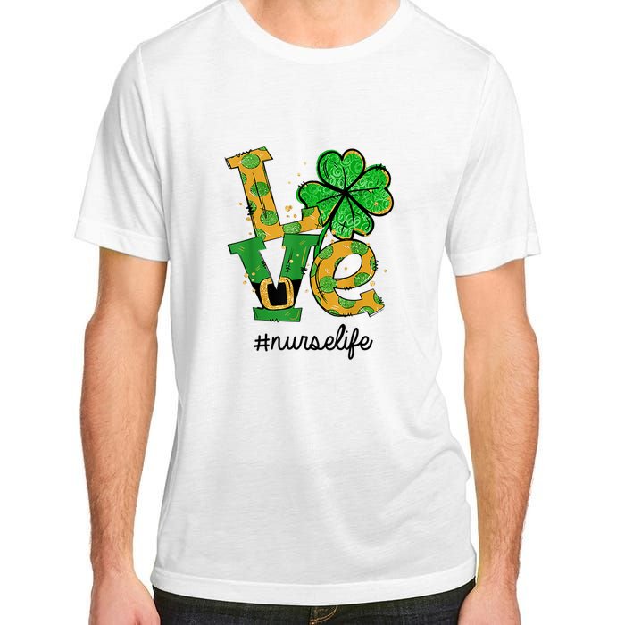 LOVE Shamrock Nurse Life Funny St Patrick's Day Adult ChromaSoft Performance T-Shirt