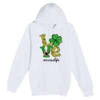 LOVE Shamrock Nurse Life Funny St Patrick's Day Premium Pullover Hoodie