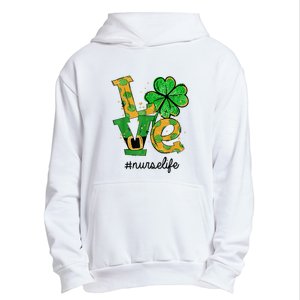 LOVE Shamrock Nurse Life Funny St Patrick's Day Urban Pullover Hoodie